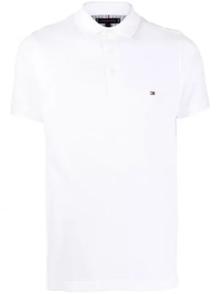 Polo Tommy Hilfiger cu broderie alb