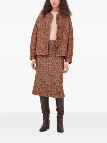 Geacă Ottod’ame cu model herringbone maro