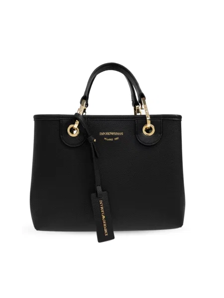 Torebka crossbody Emporio Armani z magnetycznym zapięciem skórzana czarna