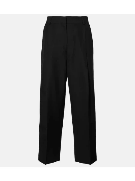 Pantaloni Toteme cu talie înaltă din țesătură twill negru