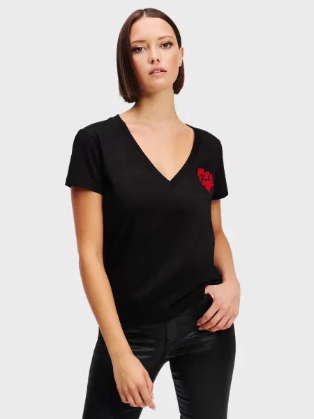 Футболка Karl Lagerfeld з сердечками чорна