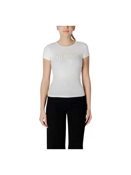 Guess T-shirt Écru Regular Fit bijela