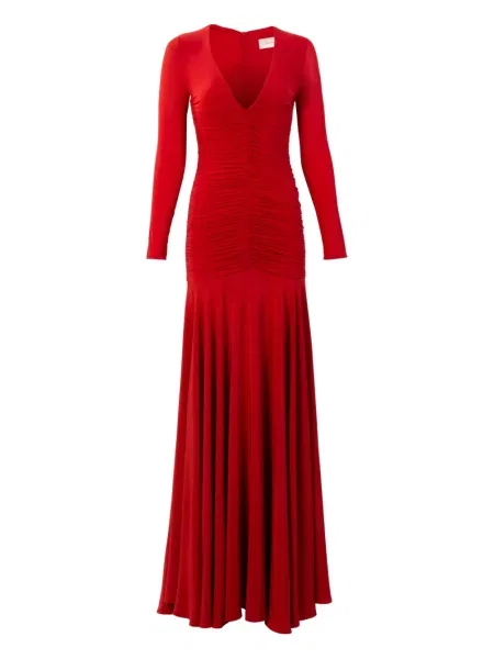 Rochie maxi Silvia Tcherassi cu decolteu în V lungă de costum roșu