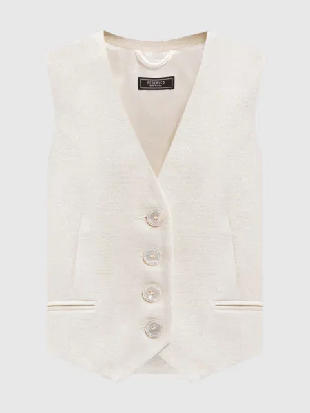 Жилет з вовною з люрексом Peserico білий