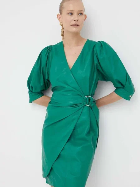 Sukienka skórzana mini prosta zielony