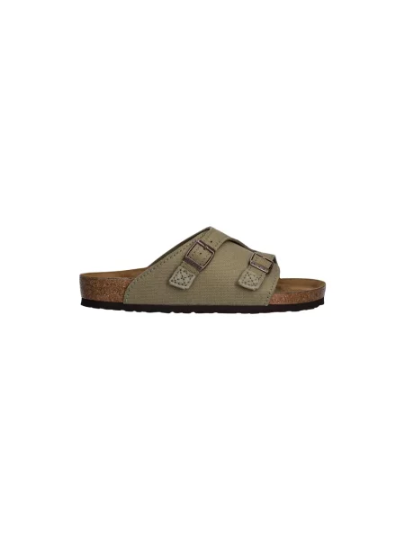 Lniane klapki Birkenstock zielone