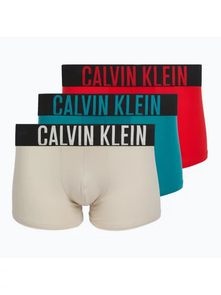 Bokserki Calvin Klein Trunk 3 pary oatmeal/aged redwood/bright turquoi beżowe