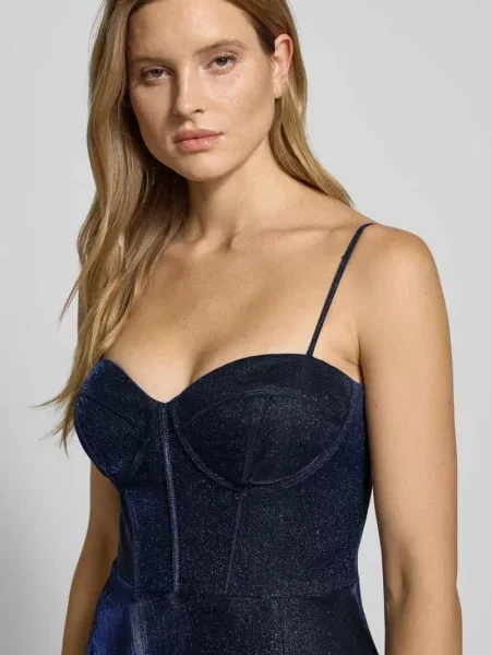Sukienka wieczorowa z dekoltem w kształcie serca Luxuar Fashion granatowa