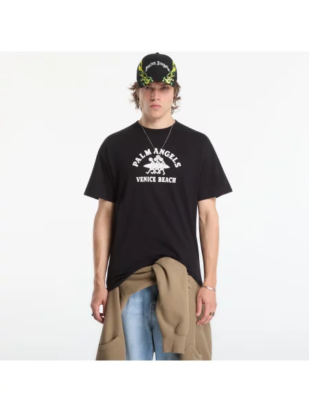 Tricou Palm Angels Surf Regular Tee Black/ Off White S alb