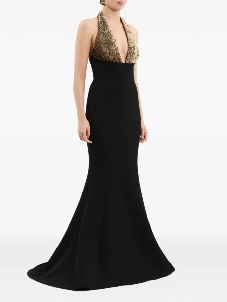 Rochie Rebecca Vallance cu gât halter negru