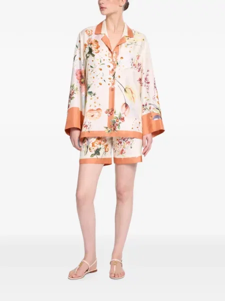 Šilkinės gėlėtos raštuotos šortai Elie Saab