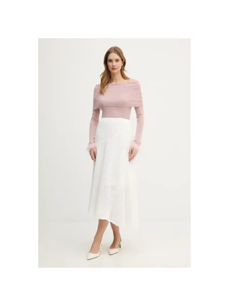 Dkny spódnica midi rozkloszowana beżowy