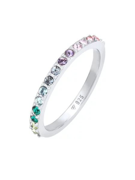 ELLI Inele Rainbow smarald / mov deschis / roz deschis / argintiu verde