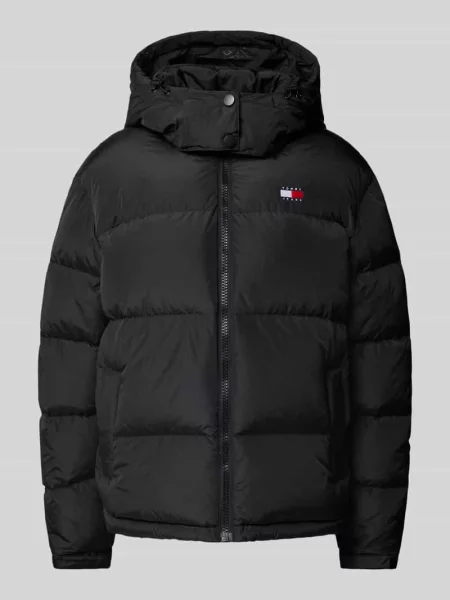 Kurtka pikowana o kroju regular fit z odpinanym kapturem Tommy Jeans czarna