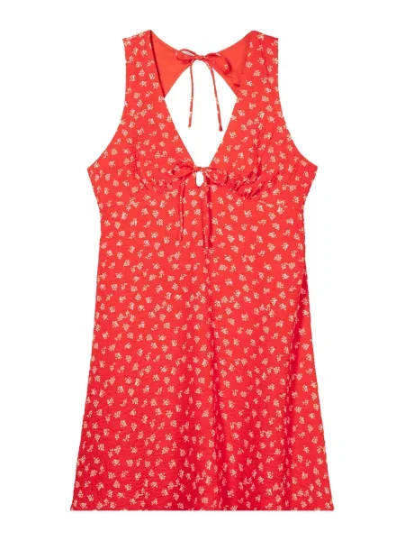 Bershka Obleka živo rdeča bela