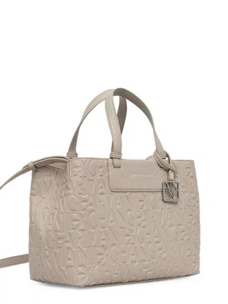 Geantă shopper Armani Exchange cu autograf alb