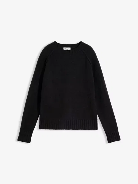 Sweter z dzianiny z raglanowymi rękawami czarny