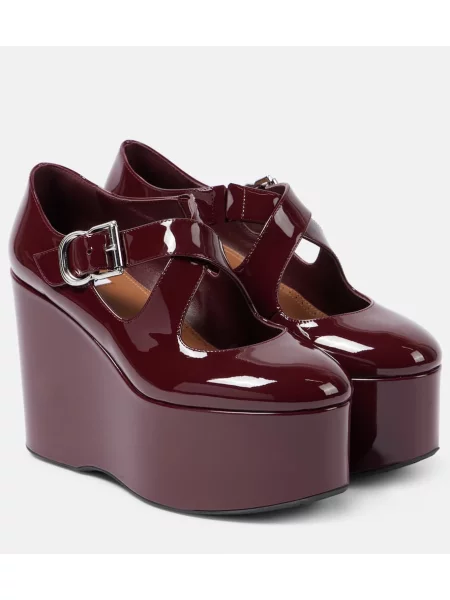 Pantofi cu toc Alaïa din piele de lac bordo