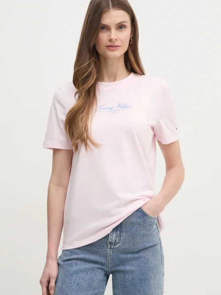 Тениска Tommy Hilfiger розово