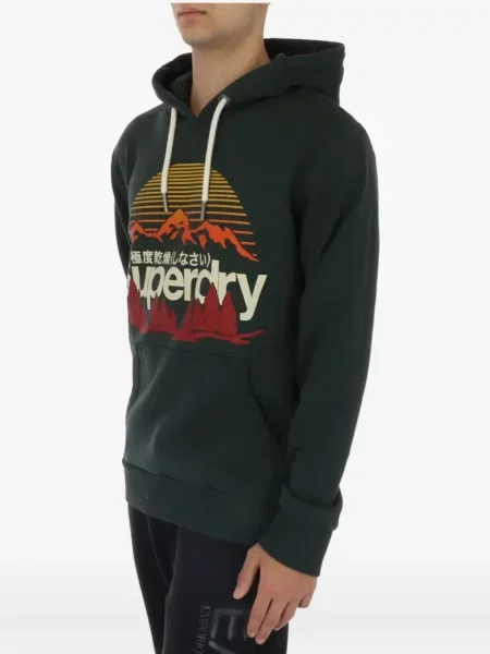 Hanorac cu glugă Superdry cu imagine verde