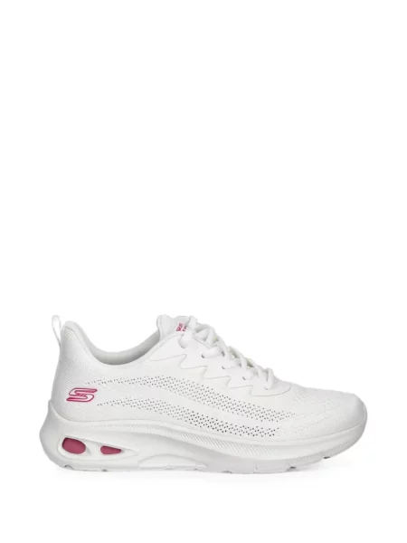Sneakerși Skechers cu șireturi din dantelă alb