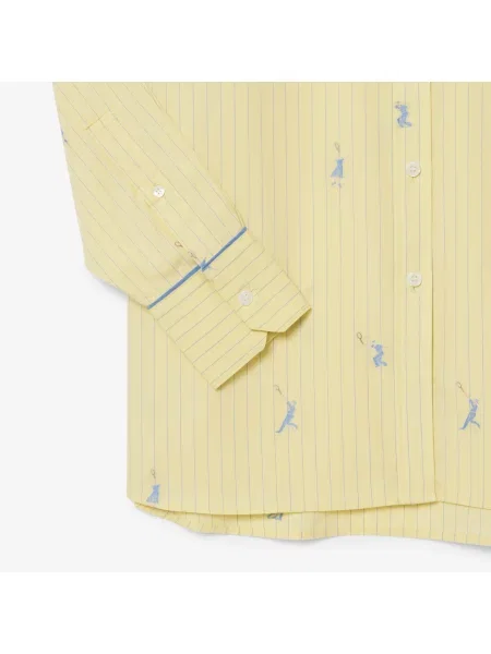 Lacoste Koszula W Paski Oversize żółta