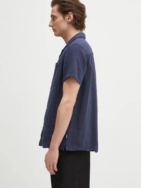 Barbour koszula Barbour Benson Textured Relaxed Fit S/S Shirt granatowy relaxed niebieska