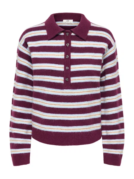 JDY Pulover JDYCHLOE maro cămilă / albastru deschis / burgundy roșu