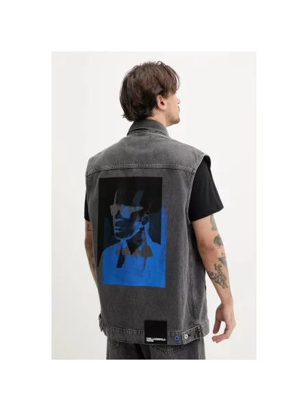 Karl Lagerfeld Jeans bezrękawnik jeansowy szara