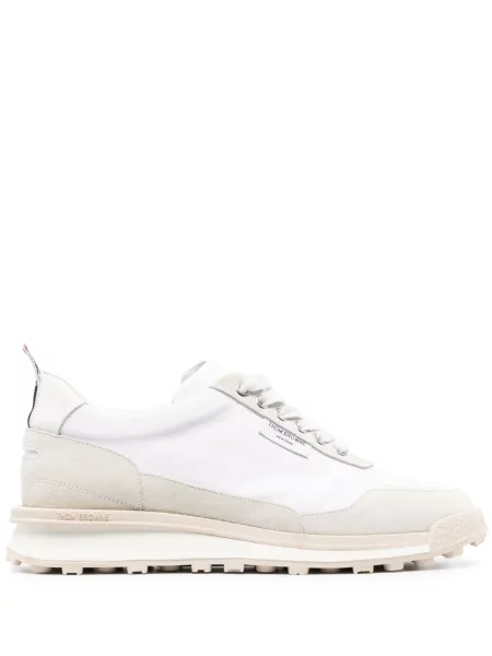 Sneakerși Thom Browne din piele de căprioară alb