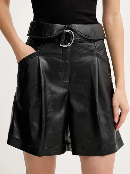 BOSS Orange szorty gładkie high waist czarny