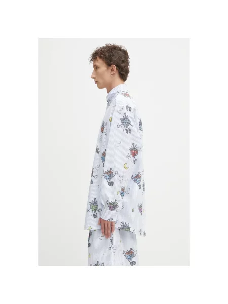Sky High Farm koszula SHF overprint button down relaxed z kołnierzykiem klasycznym niebieski