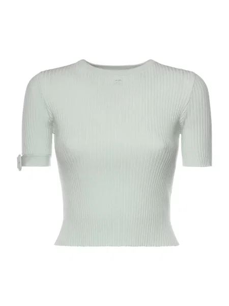Dzianinowy sweter Courreges na sprzączkę zielony