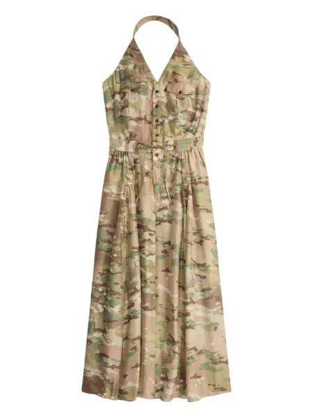 Talia sukienka Ralph Lauren Rrl wiązana garniturowa zielona