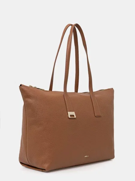 Geantă shopper Furla din piele maro
