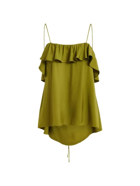 Bluză Essentiel Antwerp cu volane verde