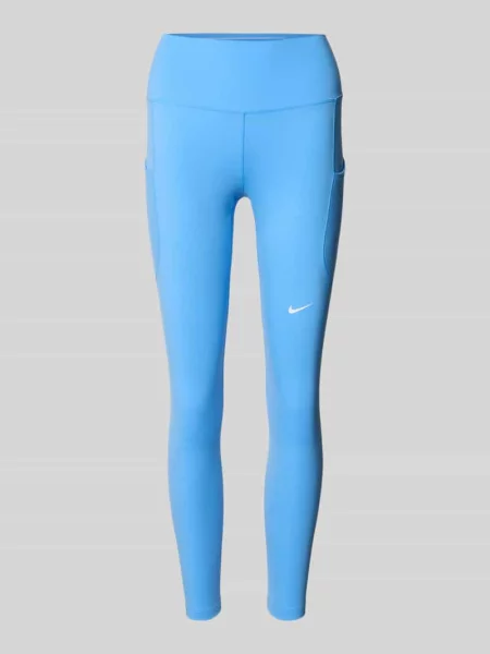 Legginsy z logo i elastycznym pasem Nike Training niebieskie