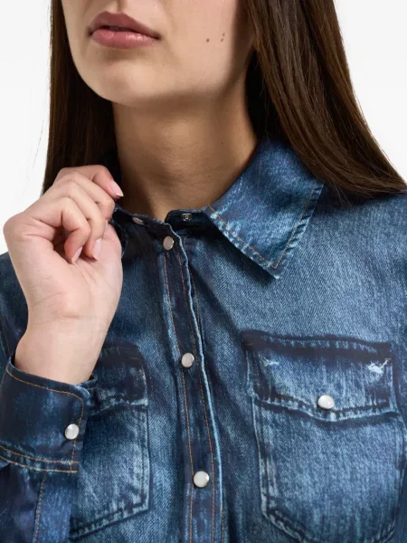 Długa koszula Liu Jo z kieszeniami na rękawach niebieska