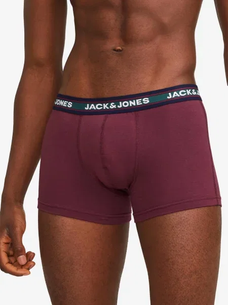 JACK & JONES Boxerky grafitová / jedľová / bordová čierna