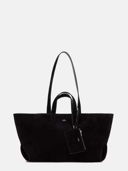 A.P.C. geantă shopper pentru femei din piele întoarsă LE DRUMMER negru
