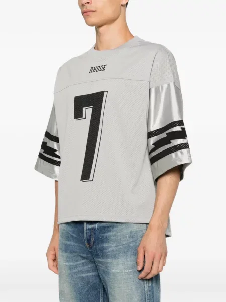 Мрежеста тениска Rhude с принт сиво