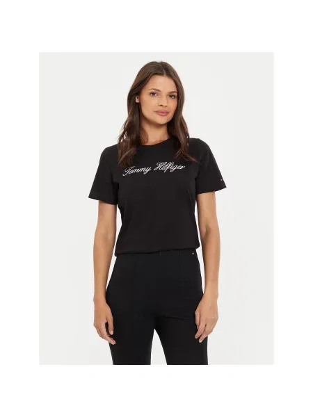 Tommy Hilfiger Marškinėliai Script Regular Fit juoda