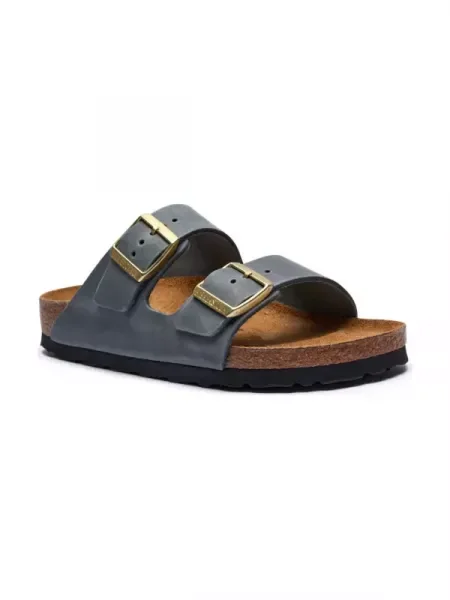 Birkenstock Bőr papucs Arizona szürke