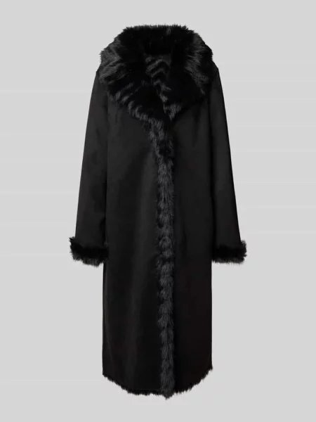 Płaszcz dwustronny z obszyciem ze sztucznego futra Petite M. czarne