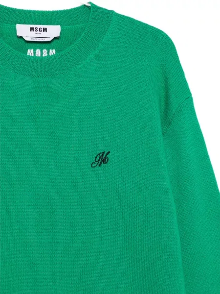 Pulover Msgm cu broderie cu decolteu rotund verde