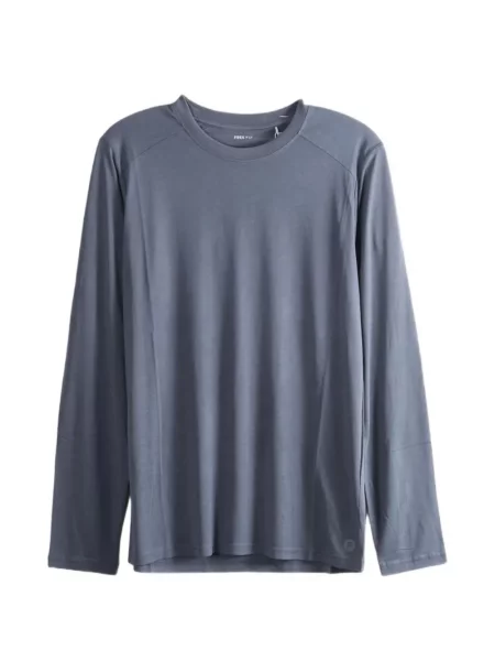 Lung tricou Free Fly cu decolteu rotund albastru