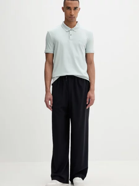 Calvin Klein polo majica z bombažem zelena