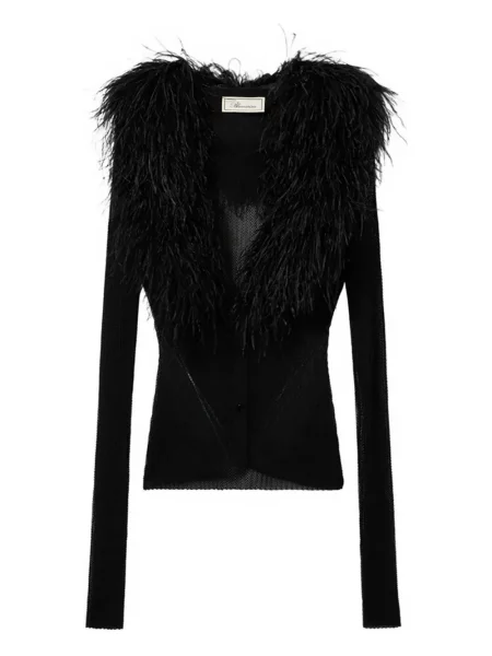 Cardigan Blumarine cu pene negru