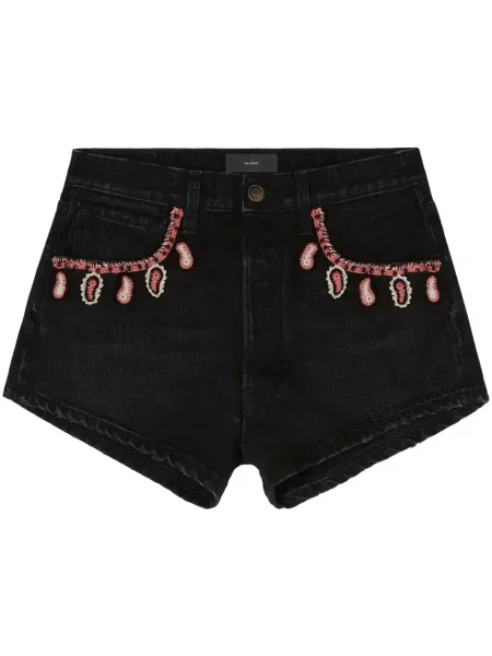 Pantaloni scurți din denim Alanui cu broderie negru