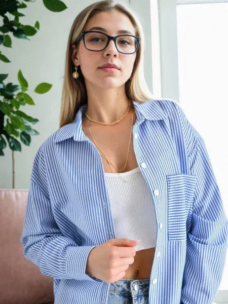 Prugasta košulja Dewberry plava